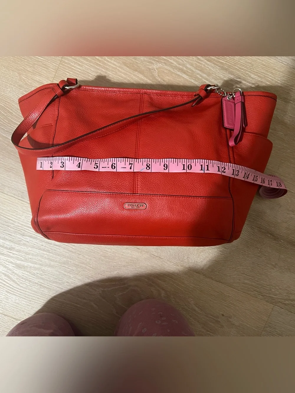 Coach Vibrant Red Pebbled Leather Shoulder Bag